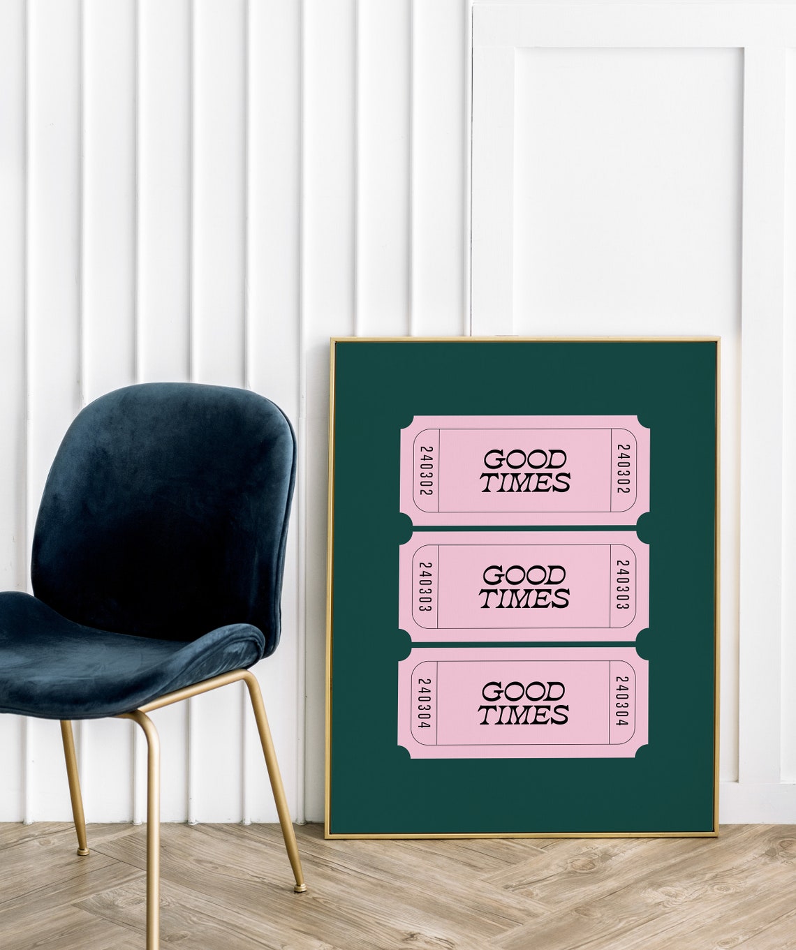 Good Times Pink Retro Ticket Stubs Green Trendy Wall Decor Poster - Image 2