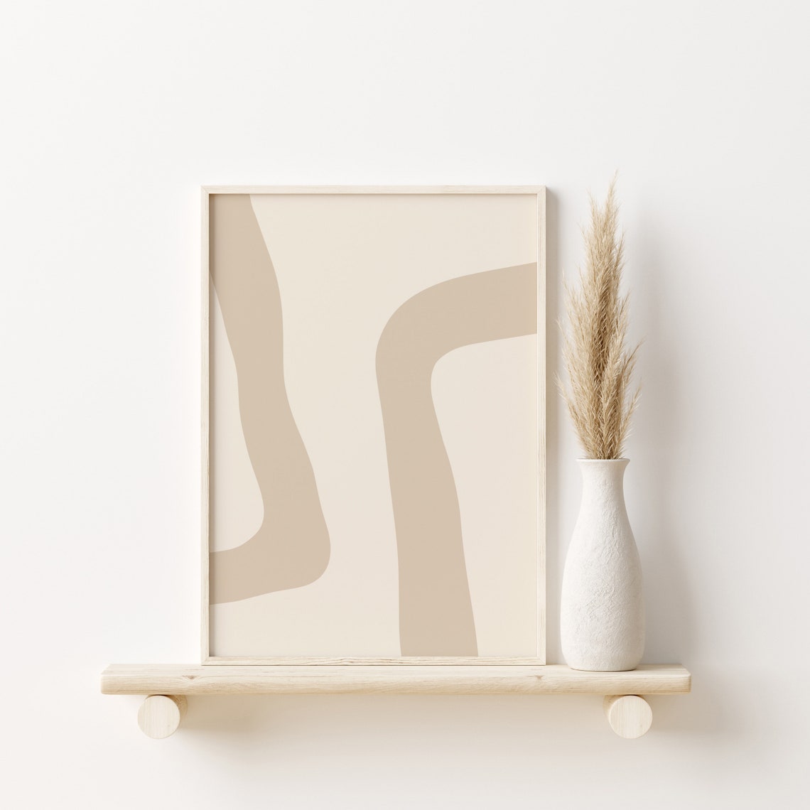 Beige Wavy Stripe Abstract Modern Minimalist Neutral Art Poster - Image 3