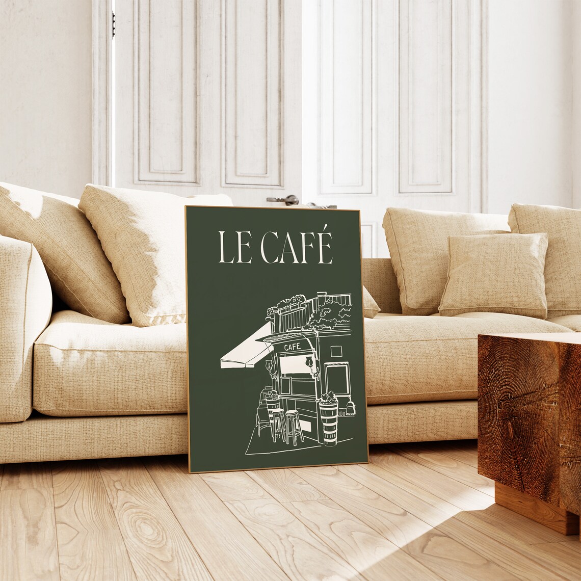 Le Cafe French Coffee Bar Sketch Poster For Dark Green Kitchens - Image 3