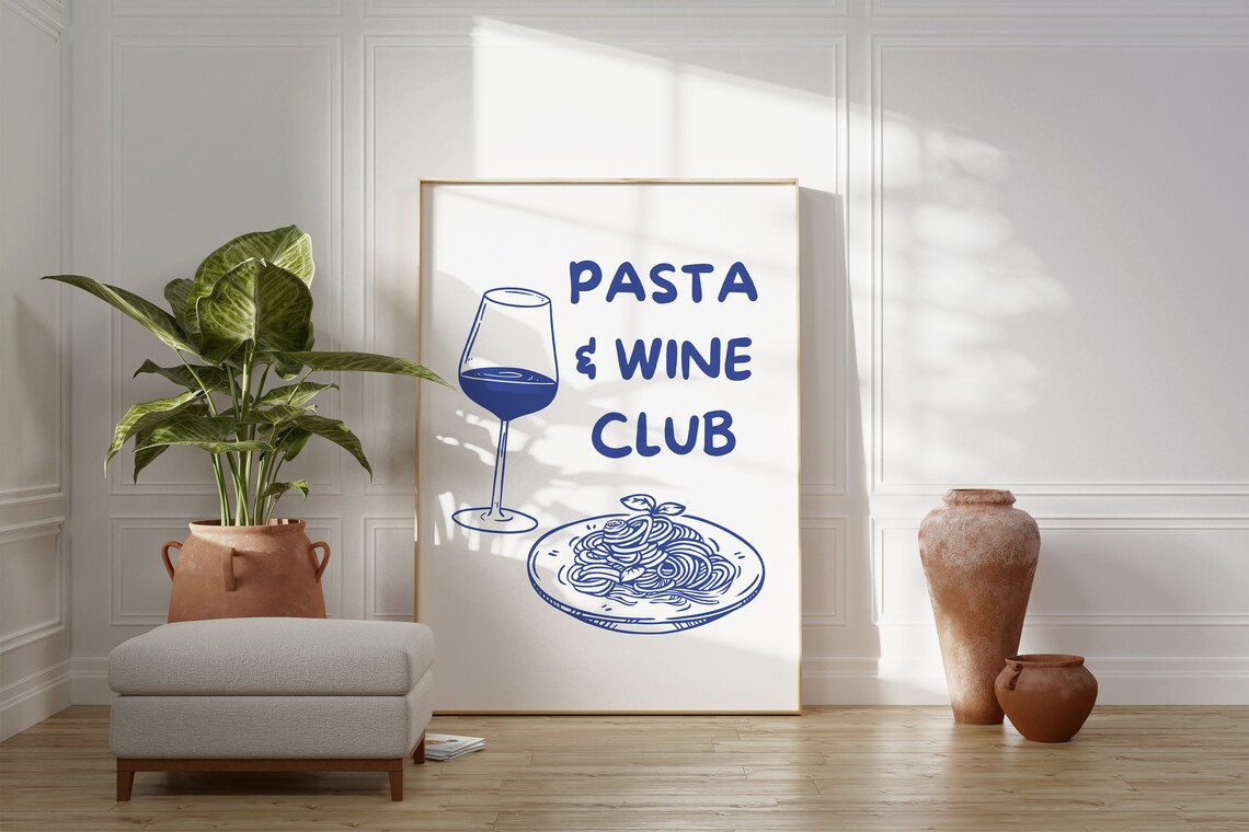 Pasta And Wine Club Kitchen Wall Art Print