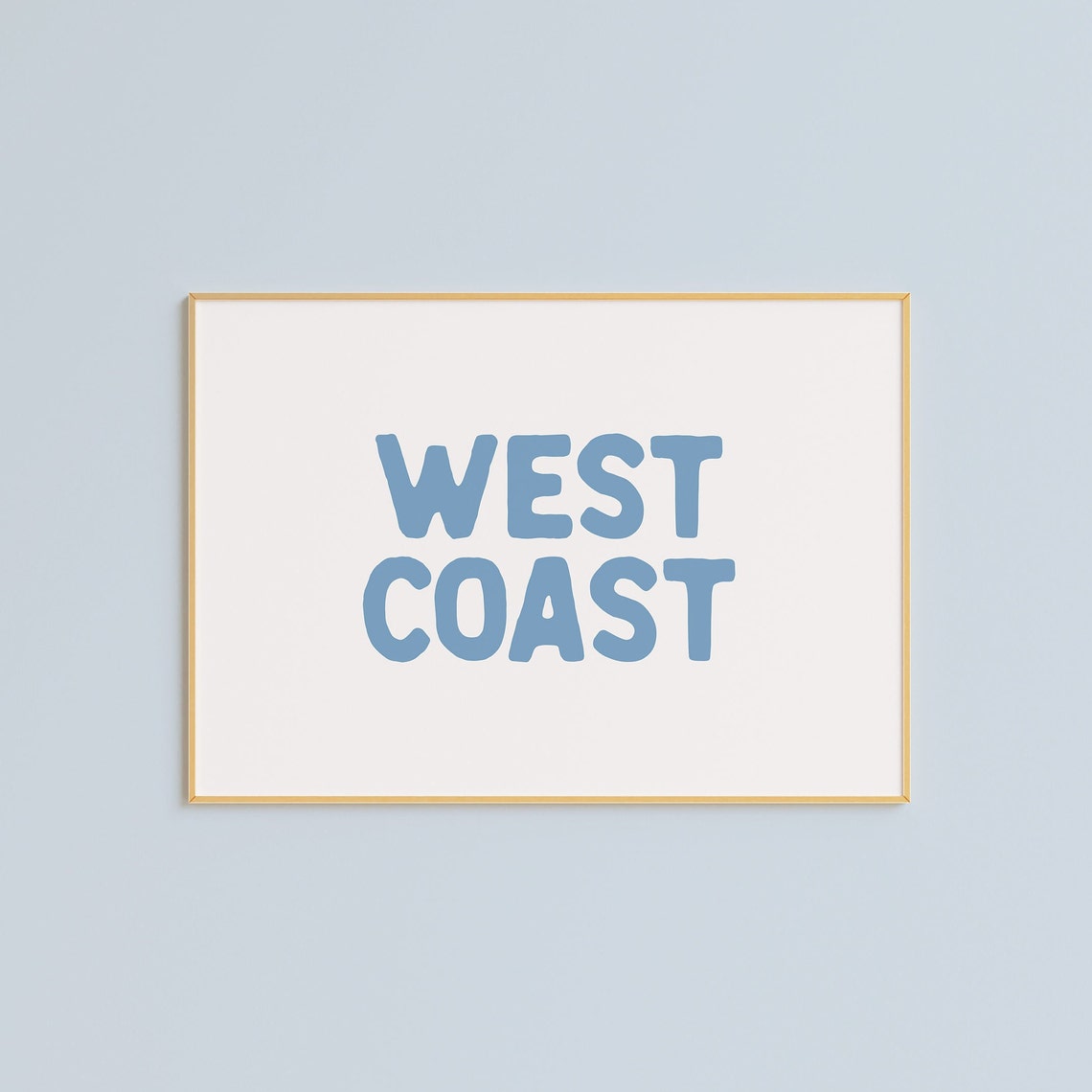 West Coast Blue Hand Lettered Minimalist Typography Decor Poster - Image 2