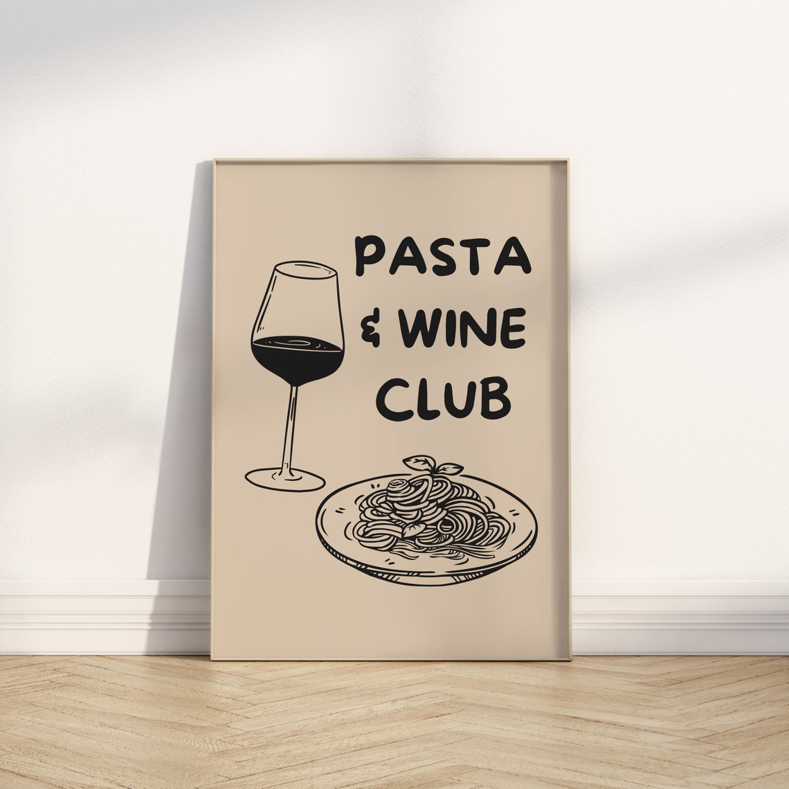 Pasta And Wine Club Funny Italian Kitchen Dining Wall Poster - Image 4