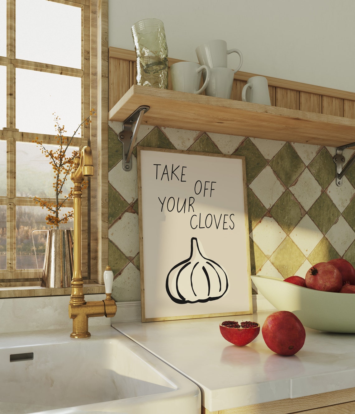 Take Off Your Cloves Funny Garlic Pun Kitchen Quote Decor Poster - Image 4
