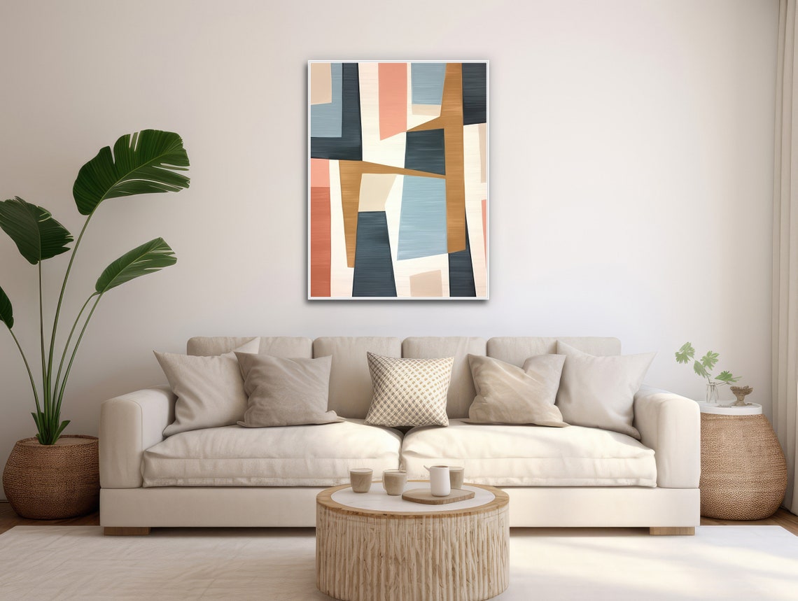 Bold Geometric Abstract With Red Circle Black Pink Shapes Poster - Image 3