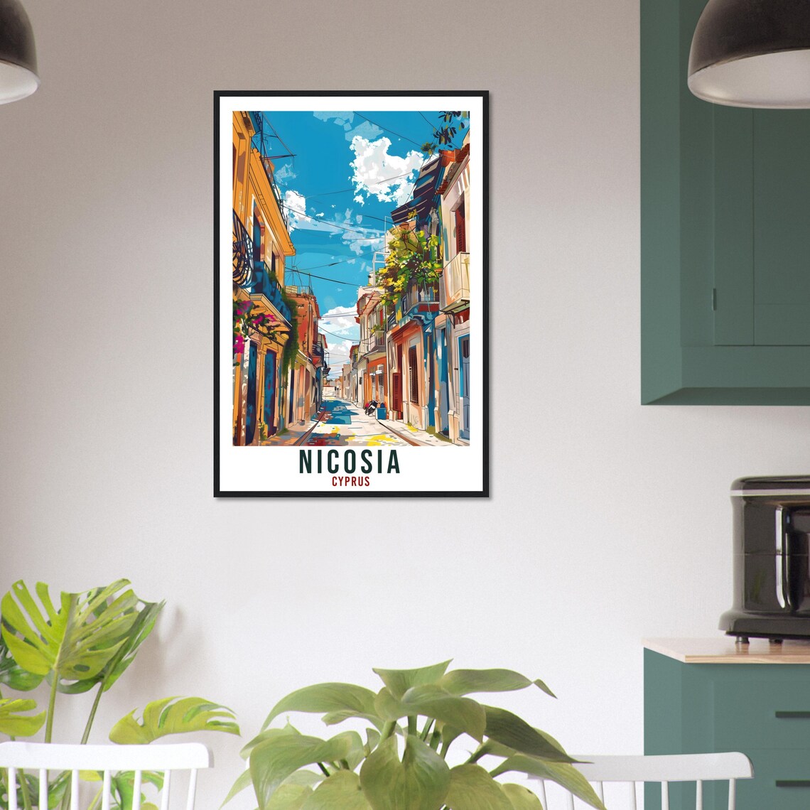 Nicosia Cyprus Old Town Street Balconies Blue Sky Travel Poster - Image 3