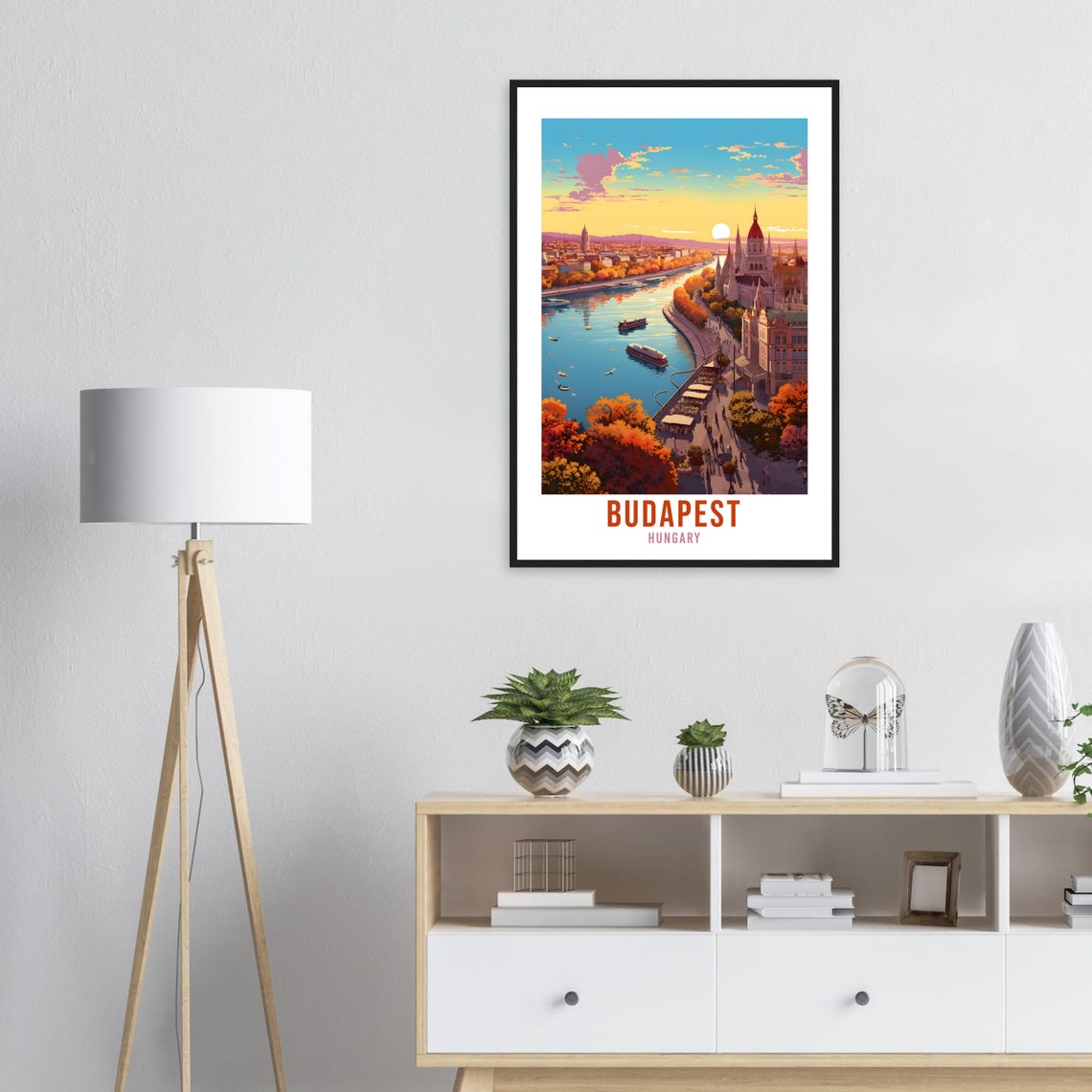 Budapest Hungary Danube Parliament Autumn Sunset Travel Poster - Image 3