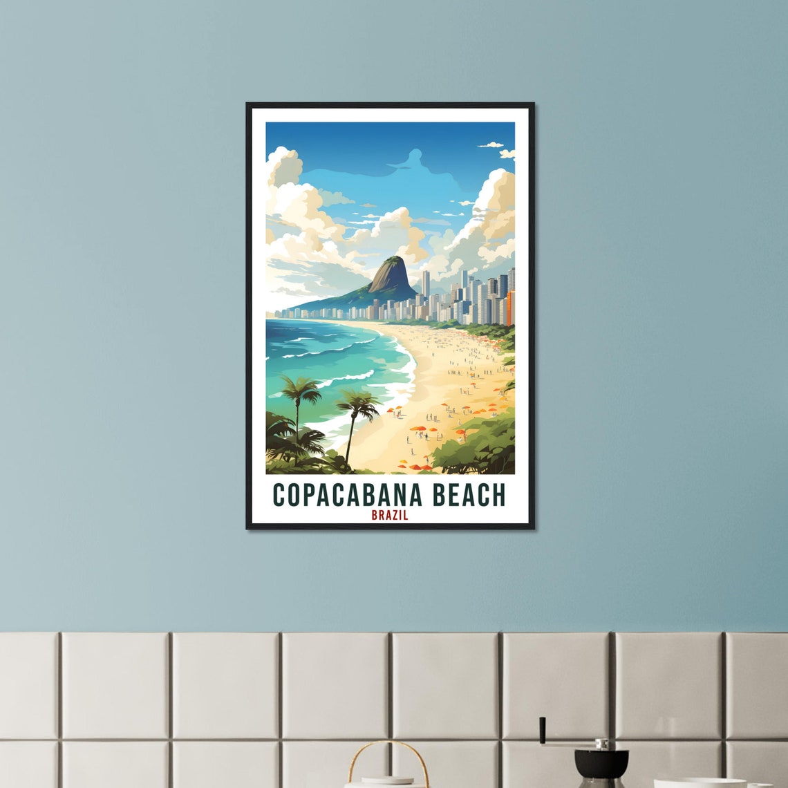 Copacabana Beach Brazil Turquoise Coast Skyline Summer Art Poster - Image 4