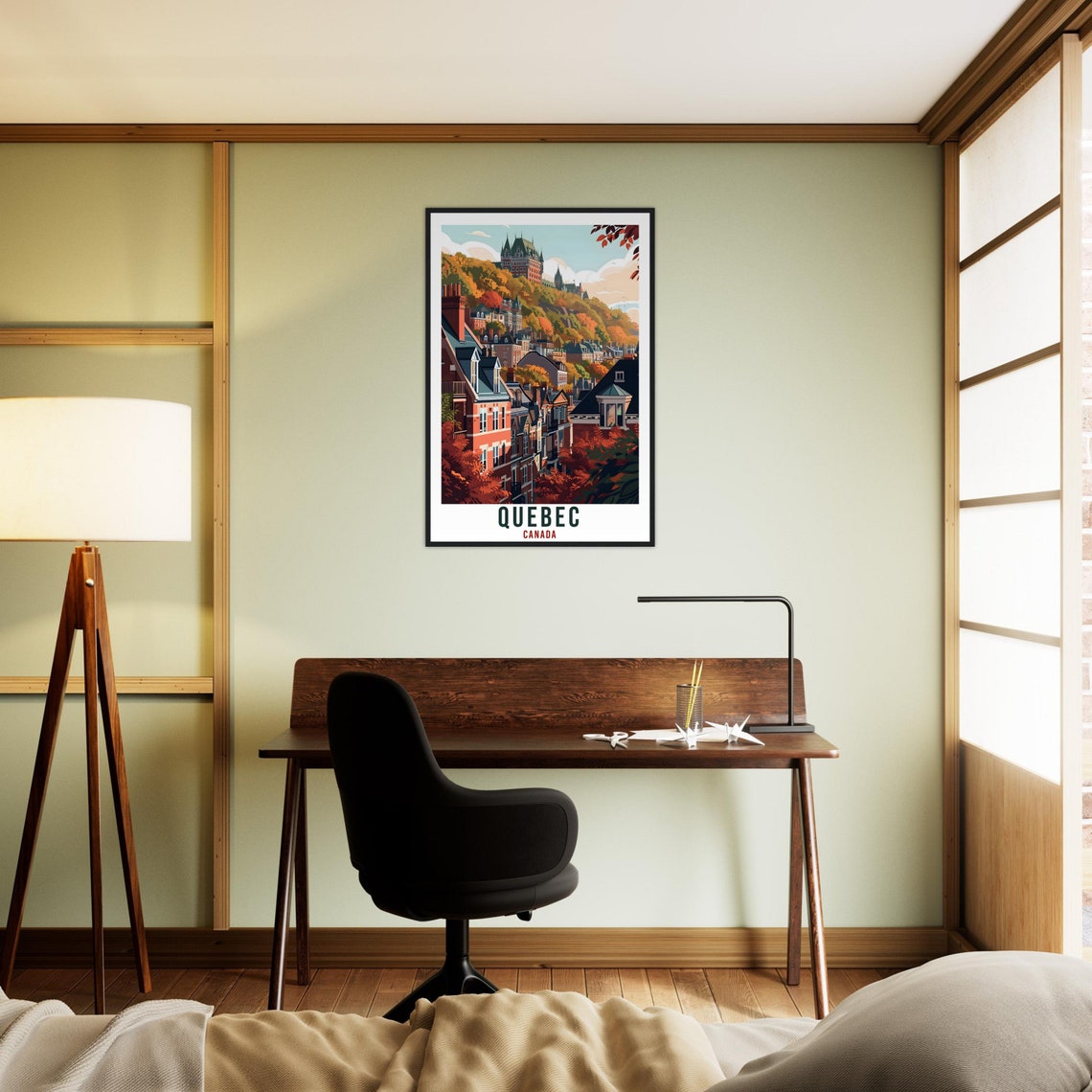 Quebec Canada Historic Old Town Autumn Colors Cityscape Poster - Image 2