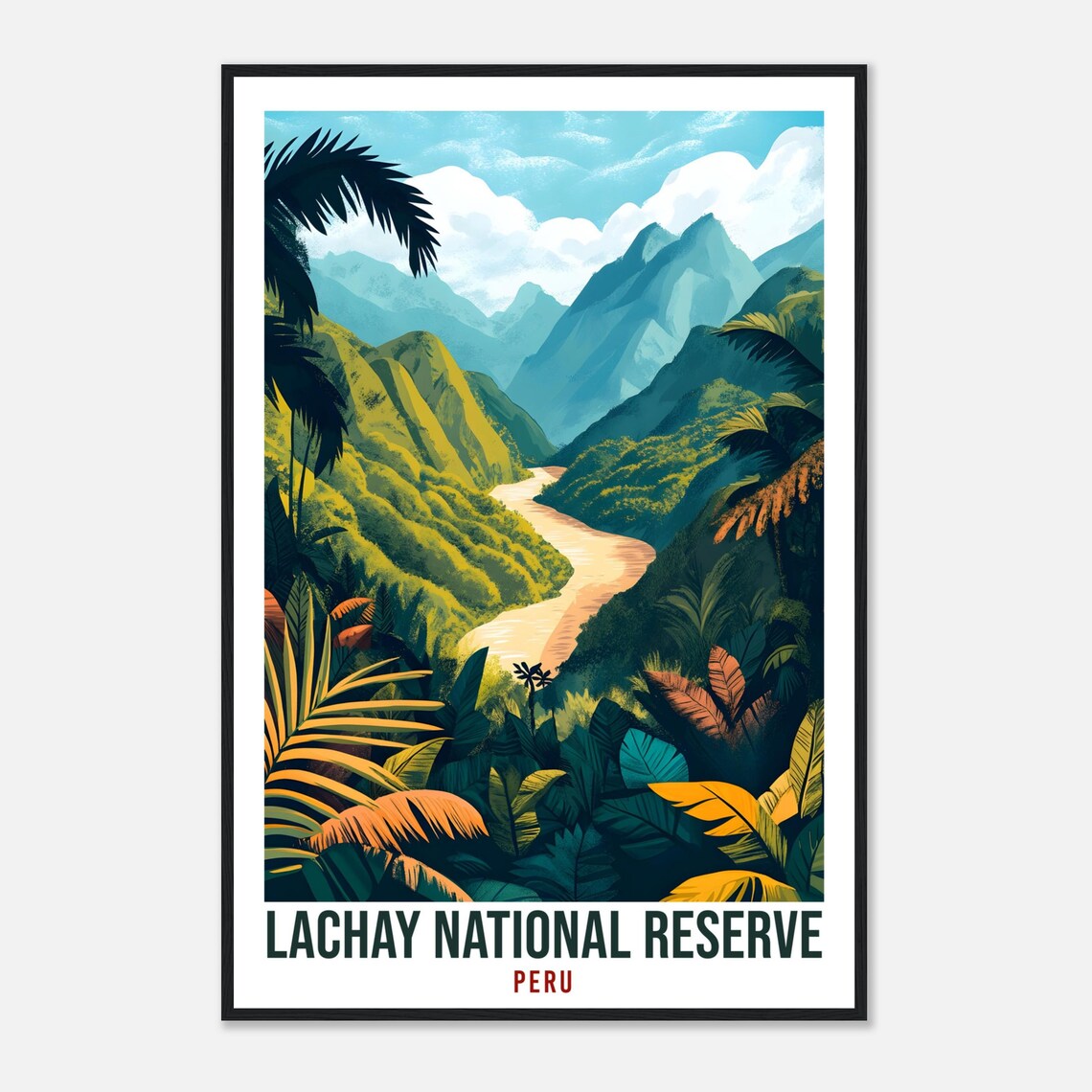 Lachay National Reserve Peru Jungle River Landscape Travel Poster Art - Image 4