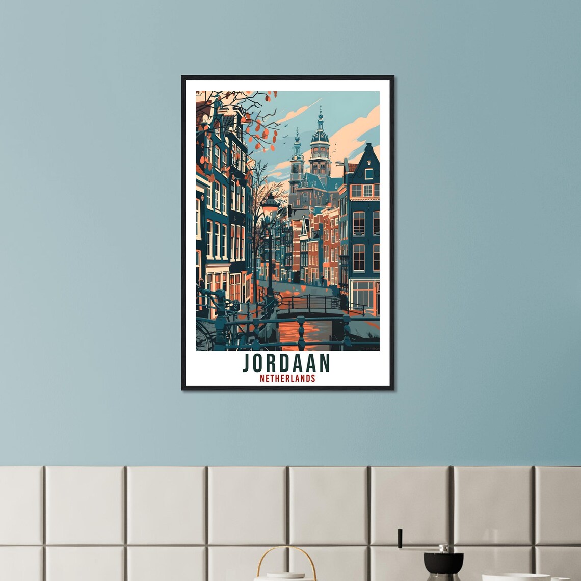Jordaan Amsterdam Autumn Canal Vintage Travel Poster Netherlands - Image 2
