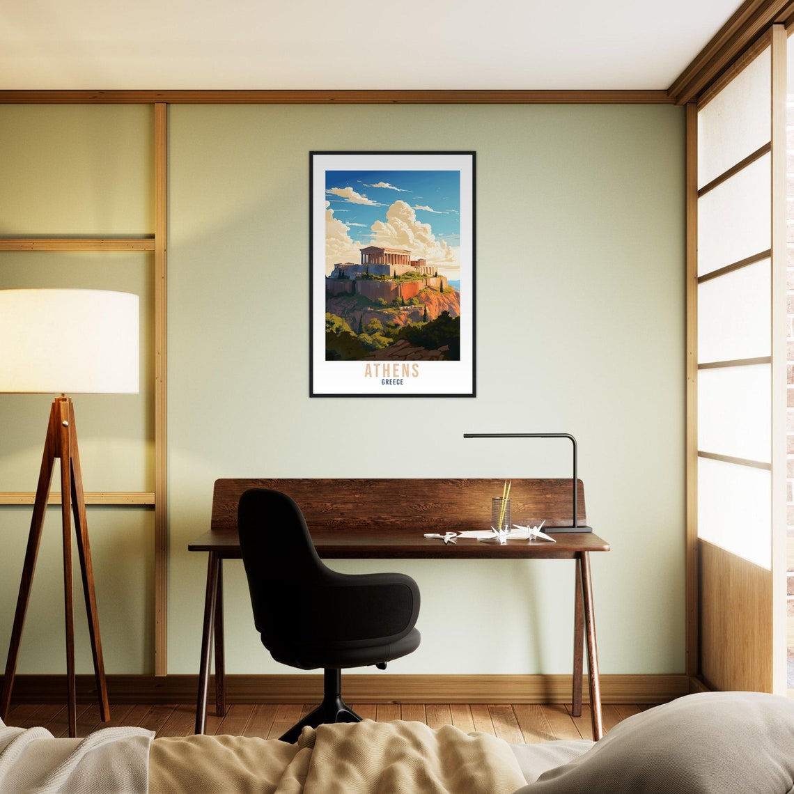 Athens Greece Sunlit Acropolis Ancient Citadel Hilltop View Poster - Image 2
