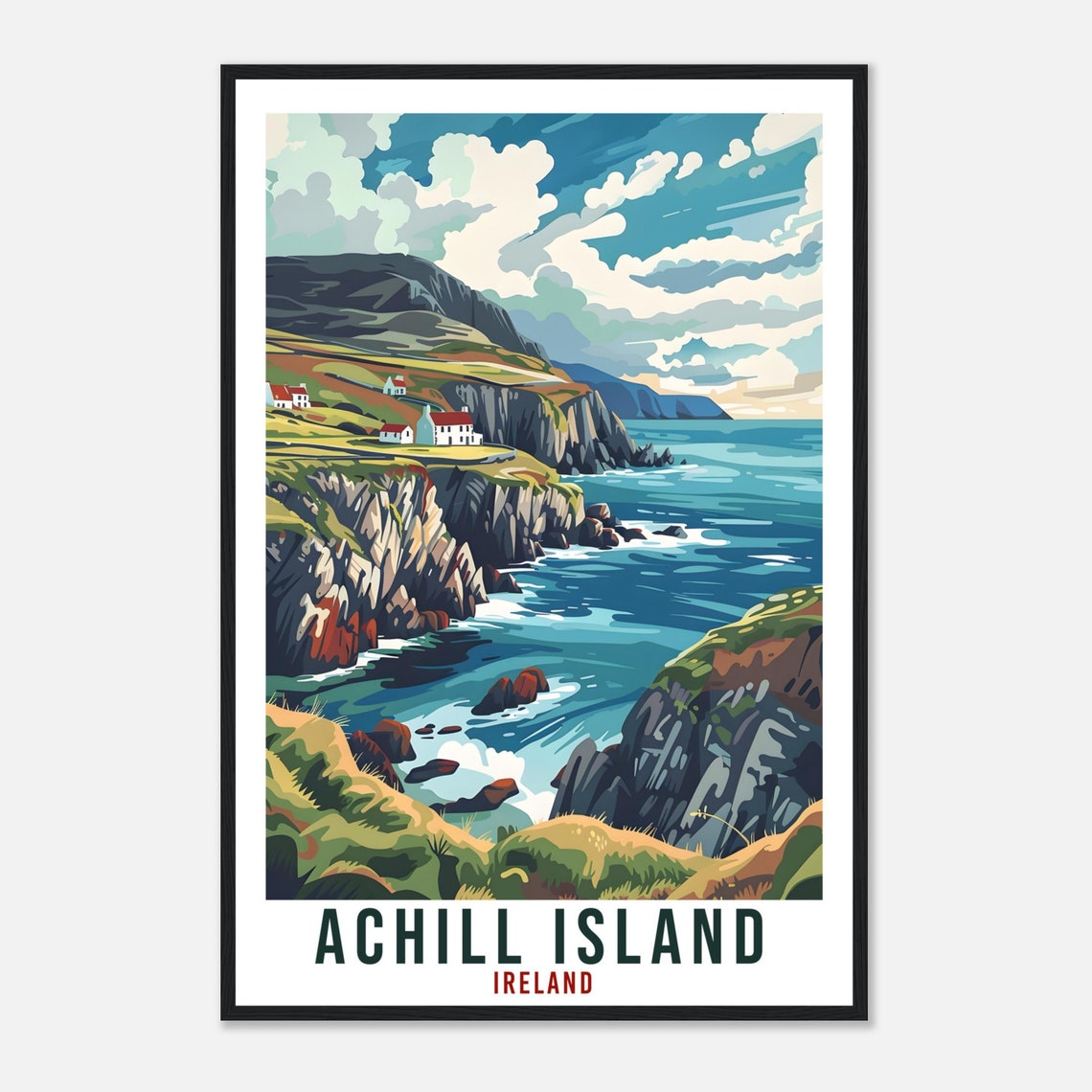 Achill Island Ireland Dramatic Sea Cliffs Coastal Travel Poster - Image 4