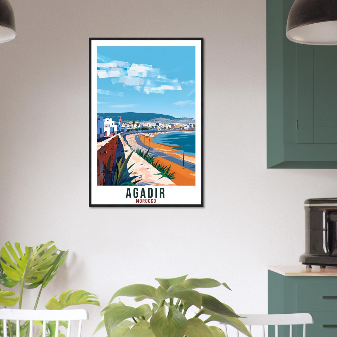 Agadir Morocco Curved Beach Promenade Atlantic Coastline Travel Poster - Image 3