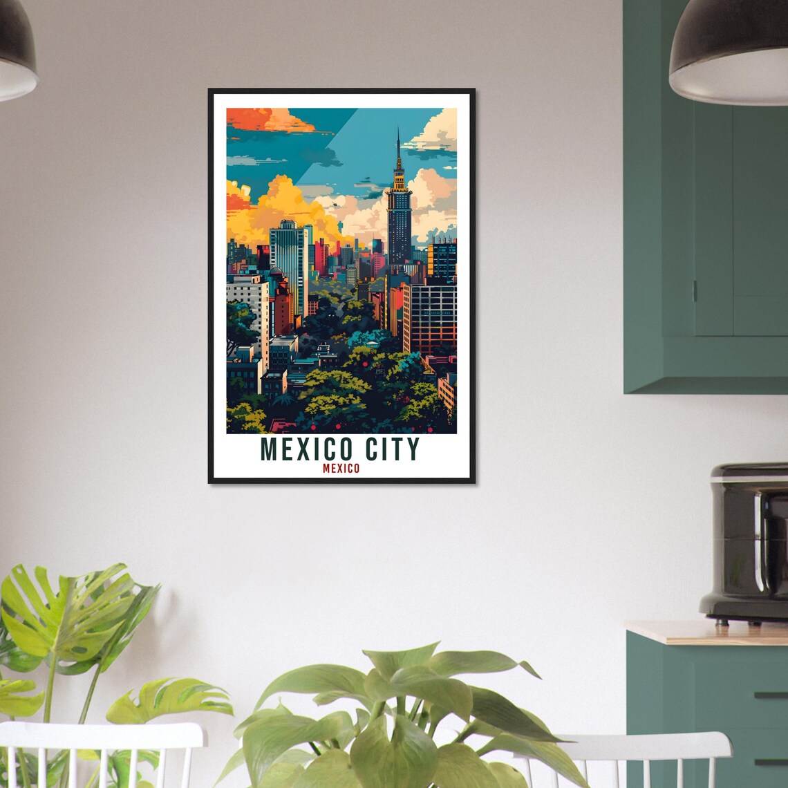 Mexico City Skyline Torre Latinoamericana Sunset Scene Poster Art - Image 3