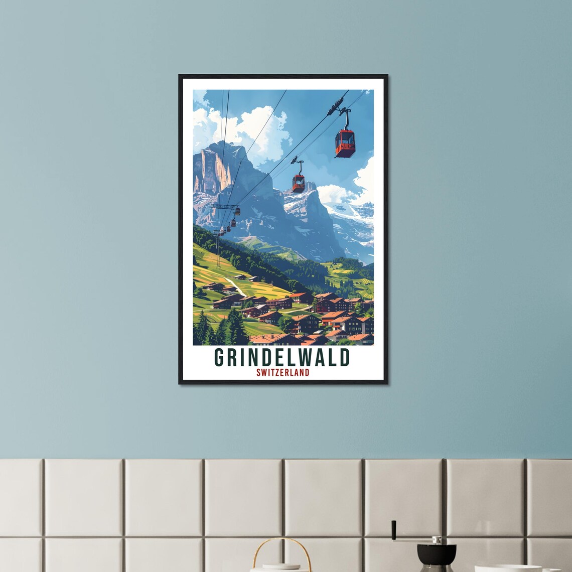 Grindelwald Swiss Travel Poster, Europe Wall Art - Image 2