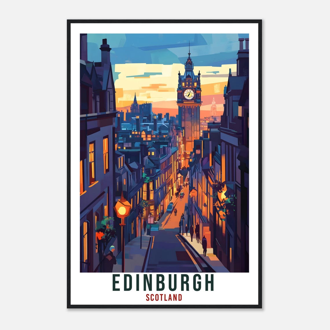 Edinburgh Scotland Vintage Old Town Street Travel Sunny Poster - Image 4