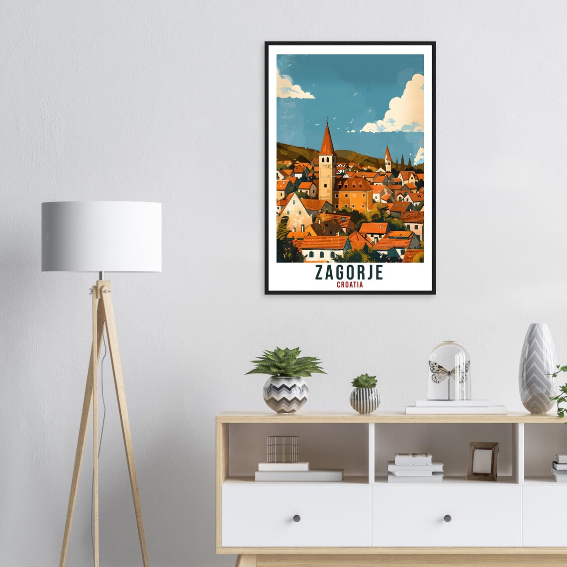 Zagorje Croatia Countryside Village Church Spires Travel Poster - Image 2