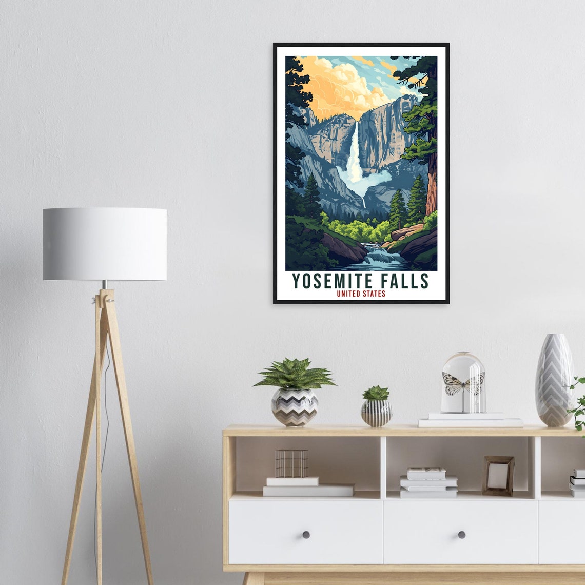 Yosemite Falls California Granite Cliffs Waterfall Scenic Art Poster - Image 2