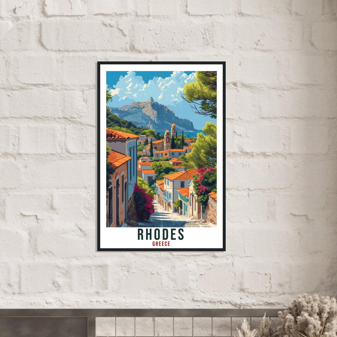 Rhodes Travel Print Greece Home Decoration Rhodes Greek Island Wall Art Gift Wall Hanging Art Lover Greece Artwork Rhodes Travel Poster - Image 3