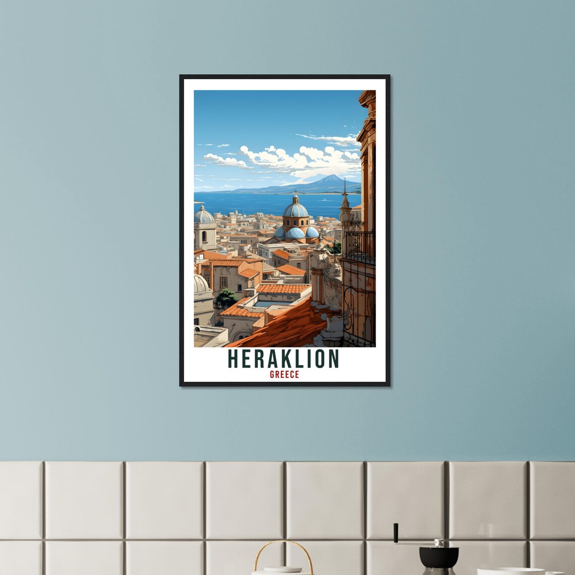 Heraklion Greece Crete City Rooftops Sea Vintage Travel Poster - Image 3