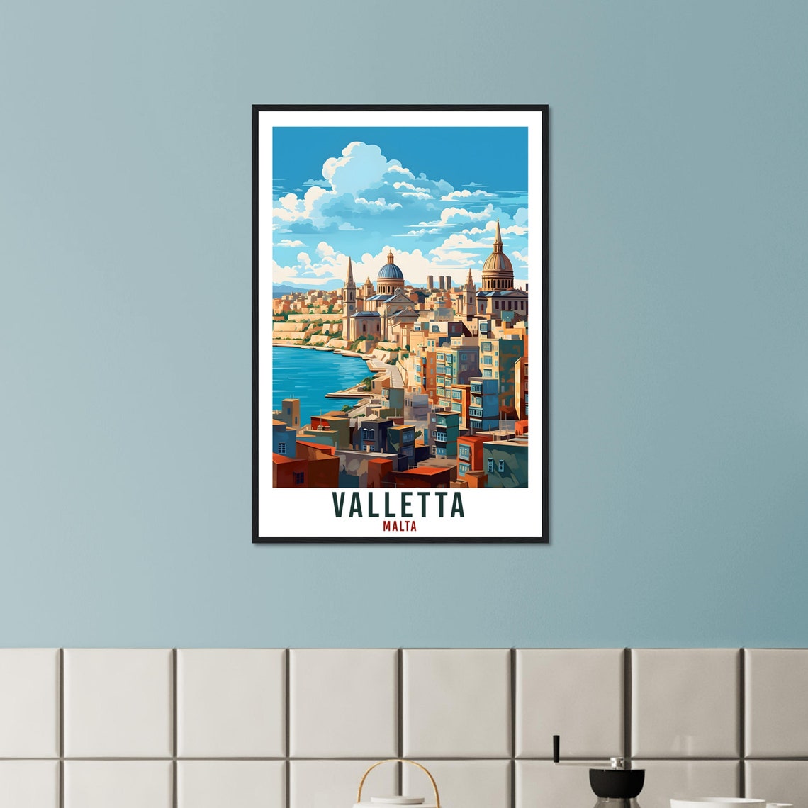 Valletta Malta Historic Harbor Skyline Vintage Travel Poster - Image 3