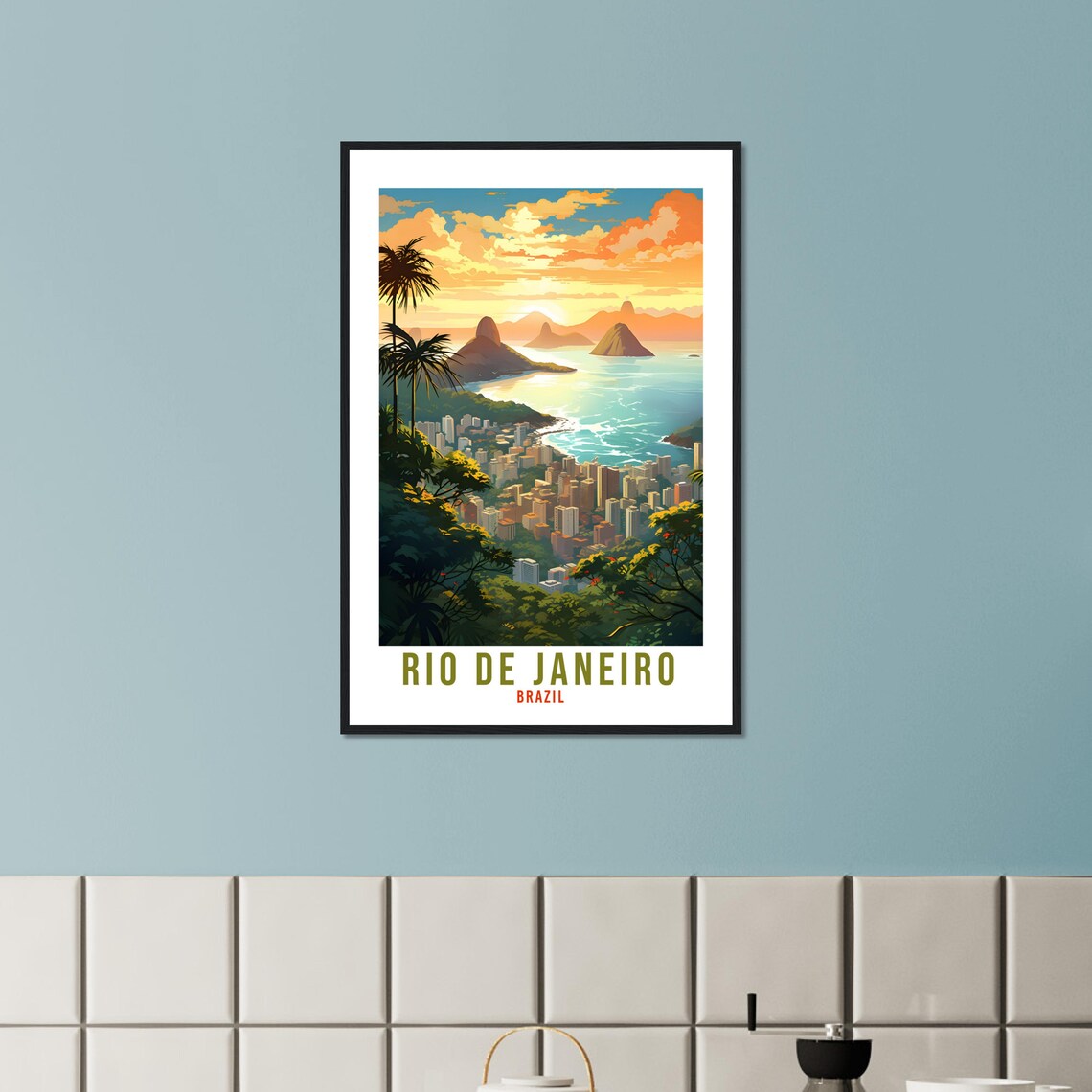 Rio De Janeiro Brazil Tropical Sunset Bay Vintage Travel Poster - Image 2