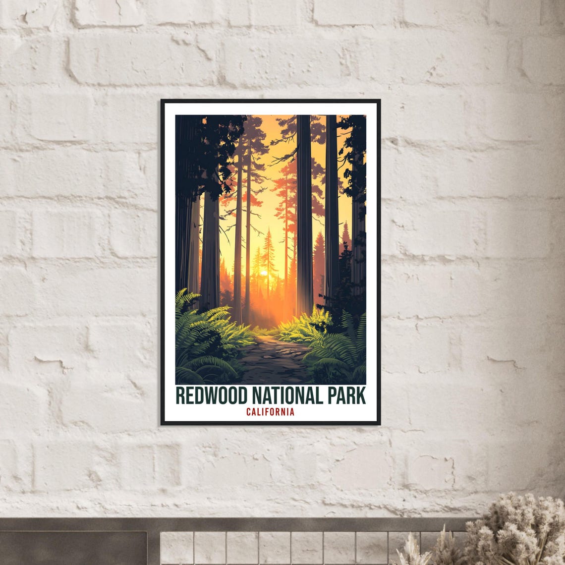 Redwood National Park California Forest Trail Sunset Travel Poster - Image 2