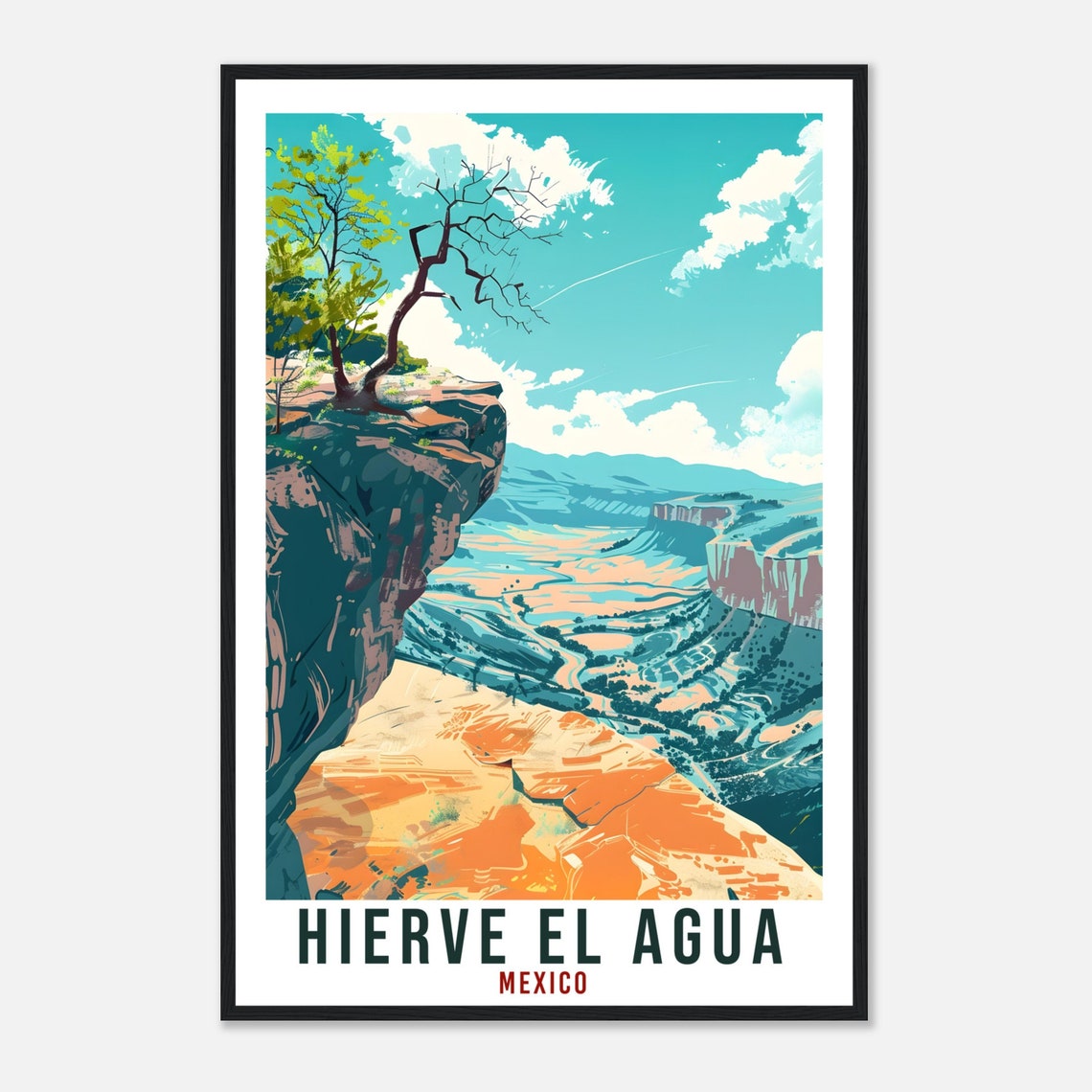 Hierve el Agua Mexico Canyon Overlook Cliff Edge Valley Panorama Poster - Image 4