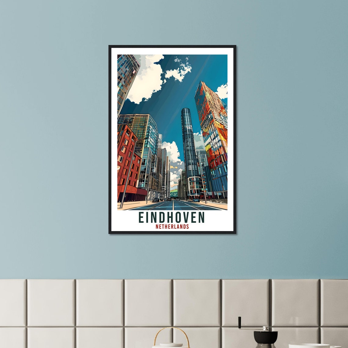 Eindhoven Netherlands Modern Skyscrapers City Street Travel Poster - Image 3
