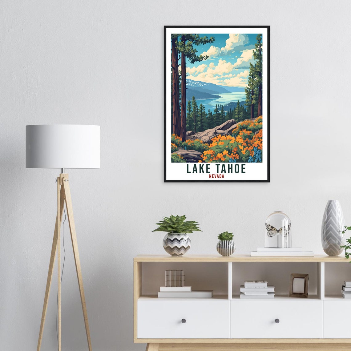 Lake Tahoe Nevada Pine Forest Wildflowers Alpine Lake Travel Poster - Image 4