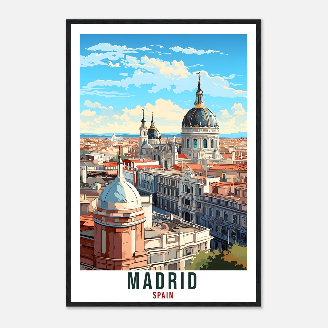 Madrid Spain Travel Poster Old Town Domes Rooftop Skyline View - Image 4