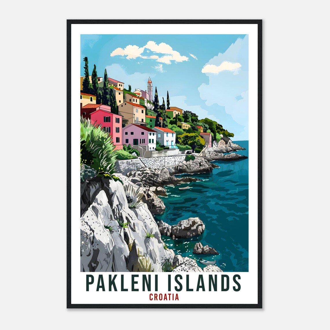 Pakleni Islands Croatia Rocky Coast Sail Retreat Travel Poster - Image 4