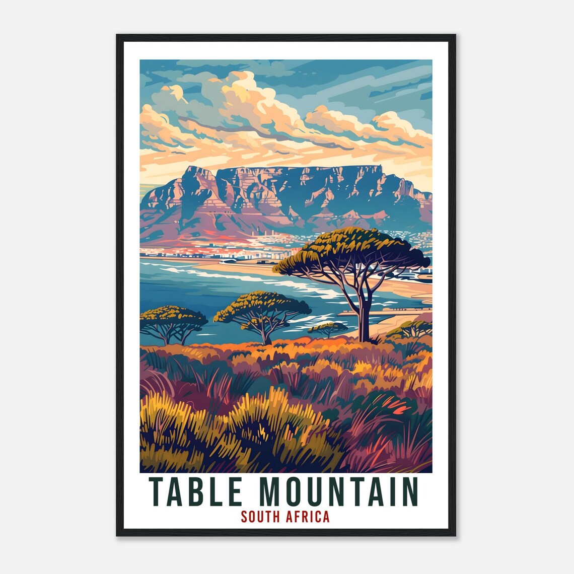 Table Mountain South Africa Travel Poster Cape Town Bay Artwork - Image 4