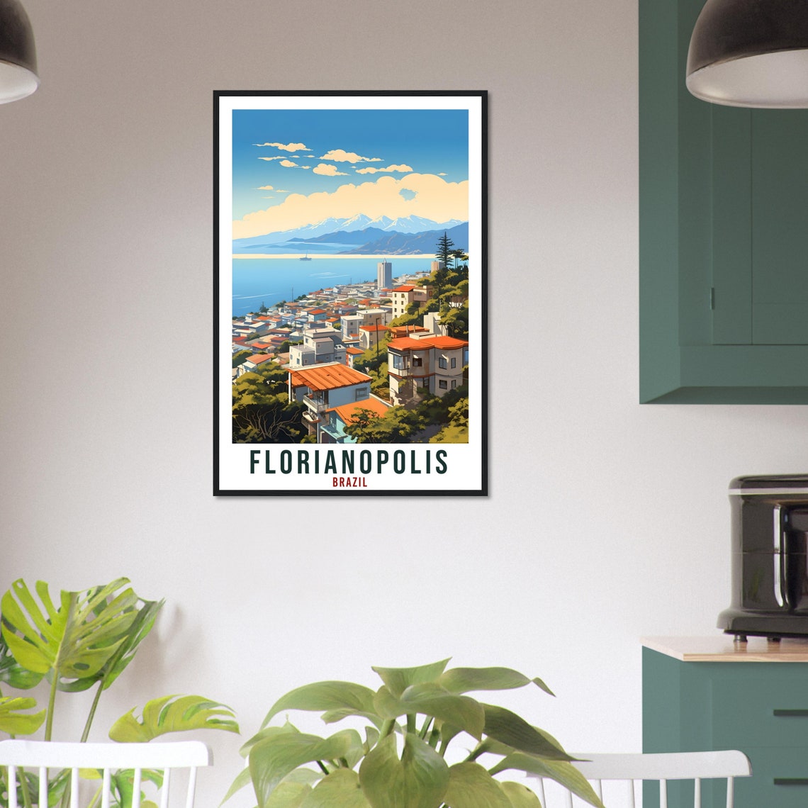 Florianopolis Brazil Scenic Hillside Town Overlooking Bay Ocean Poster - Image 2