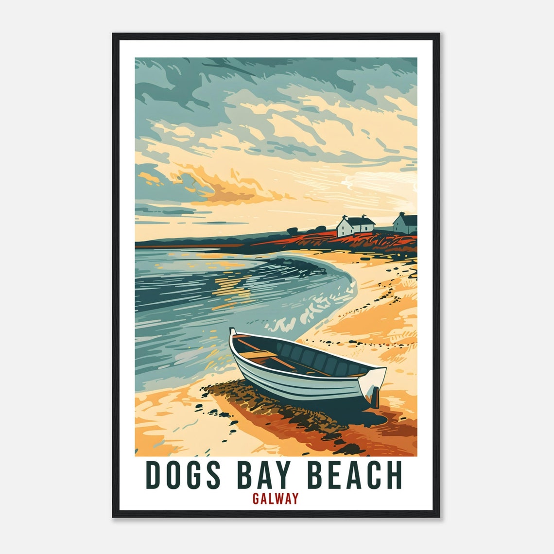 Dogs Bay Beach Galway Rowboat Sunset Ireland Coastal Travel Poster - Image 4