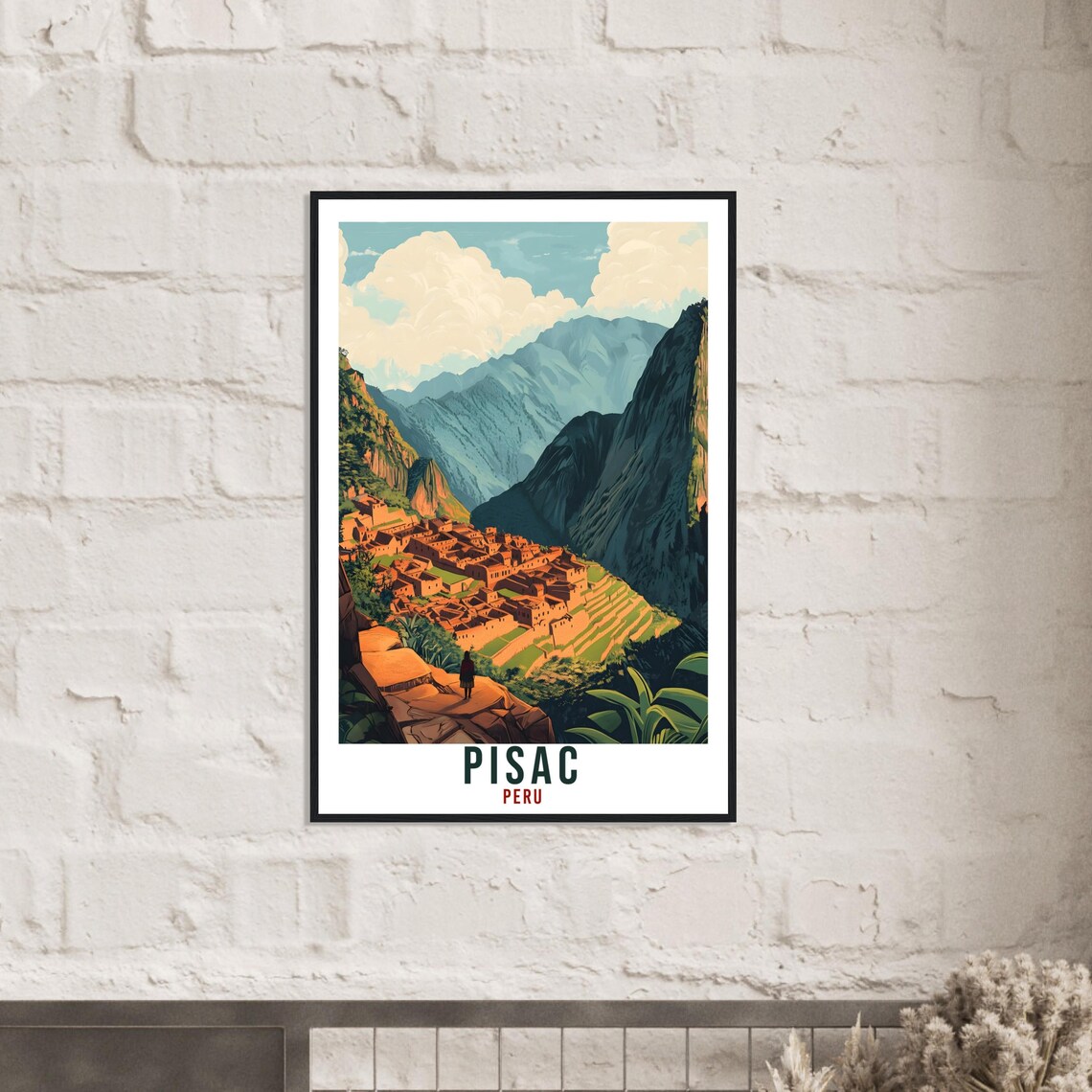 Pisac Peru Inca Ruins Mountain Terraces Vintage Travel Art Print - Image 2