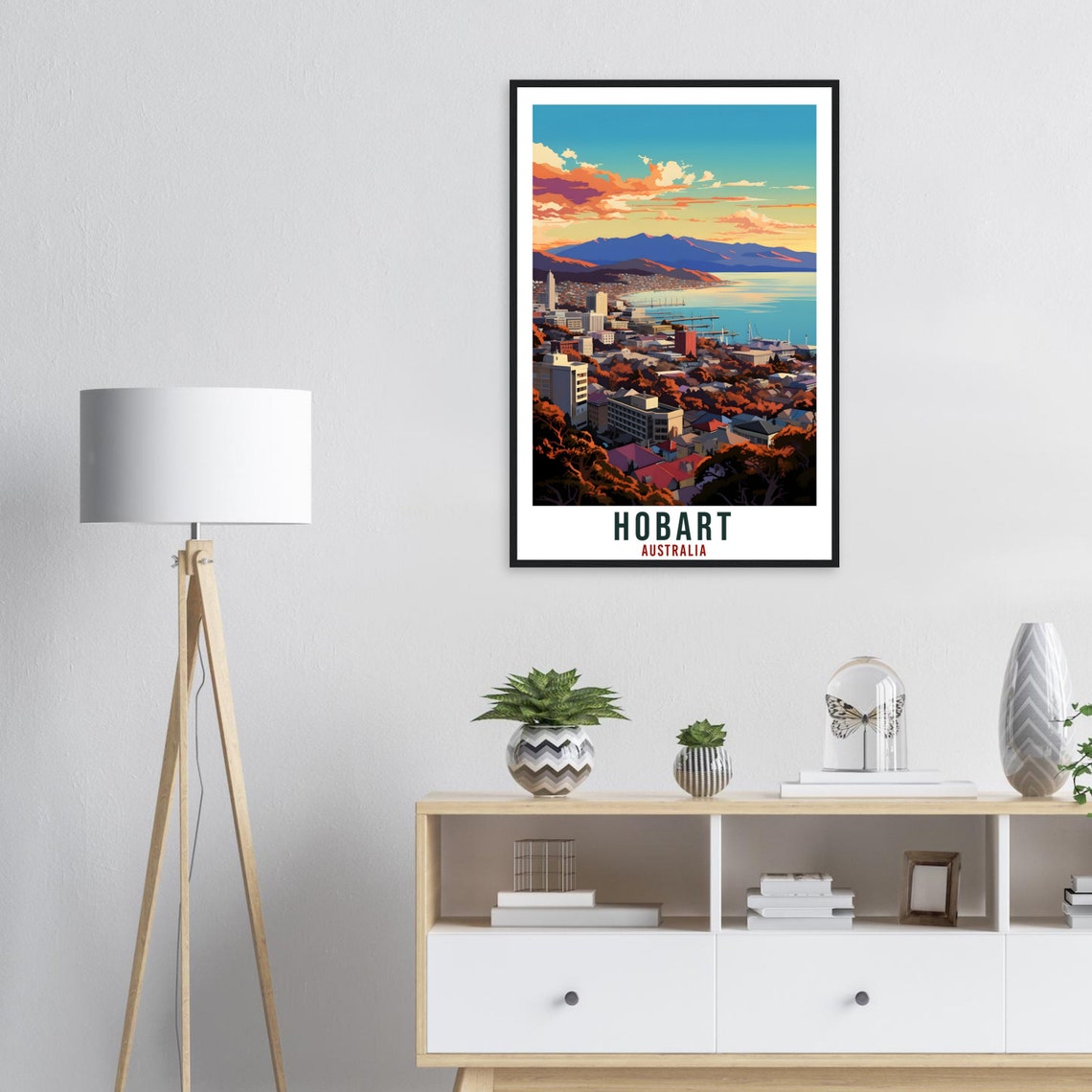 Hobart Australia Waterfront City Mountain View Sunset Scenic Poster - Image 2