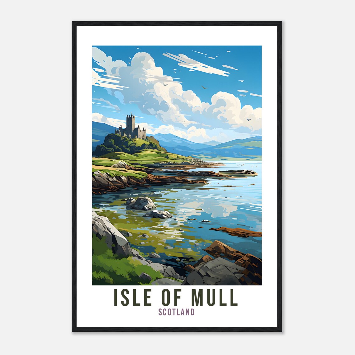 Isle of Mull Scotland Castle Coastline Rocky Shore Travel Poster - Image 4