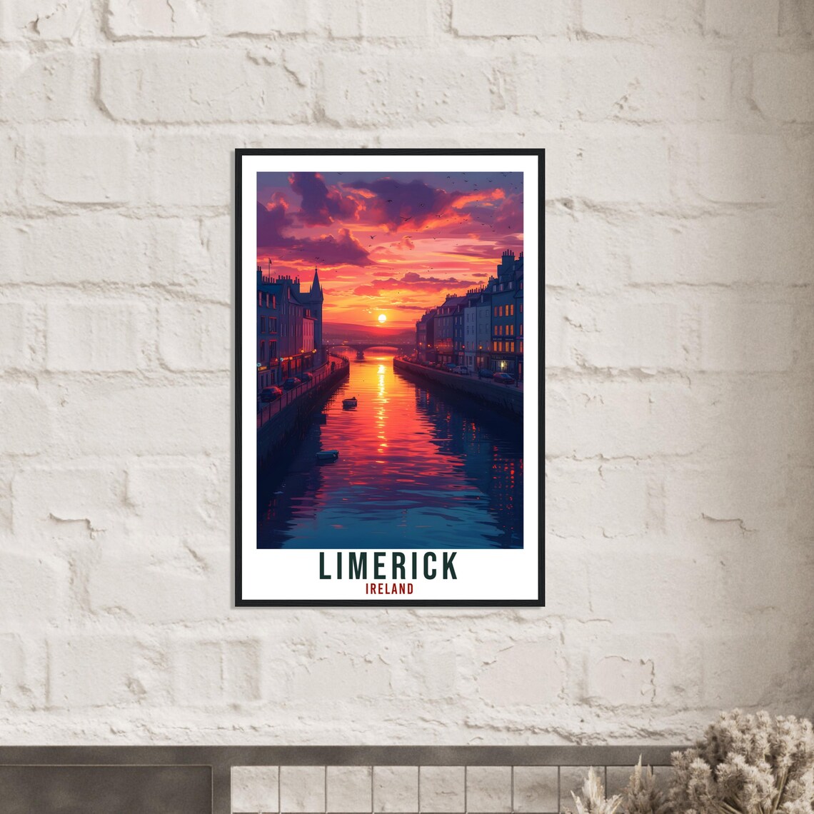 Limerick Ireland River Shannon Sunset City Silhouette Travel Poster - Image 2