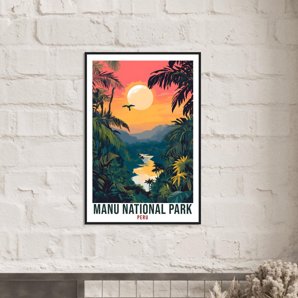 Manu National Park Peru Rainforest Sunset River Scene Poster Art - Image 2