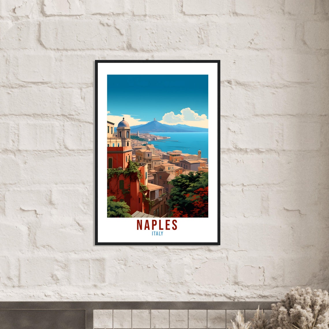 Naples Italy Bay View Mount Vesuvius Old Cityscape Travel Poster - Image 3