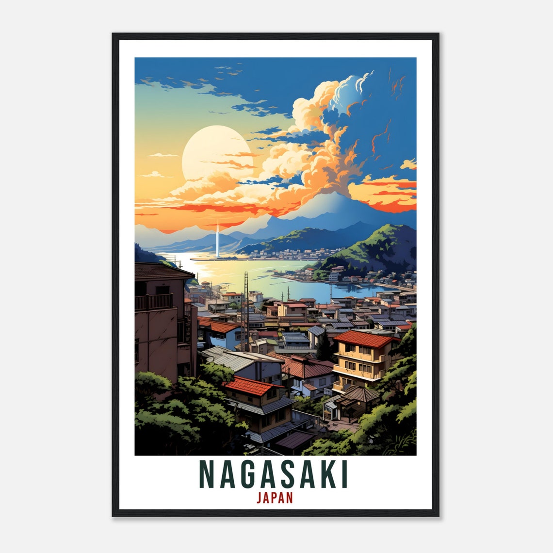 Nagasaki Travel Print Japan Home Decoration Wall Art Gift Wall Hanging Art Lover Japanese Artwork Japan Nagasaki Travel Poster City Print - Image 4