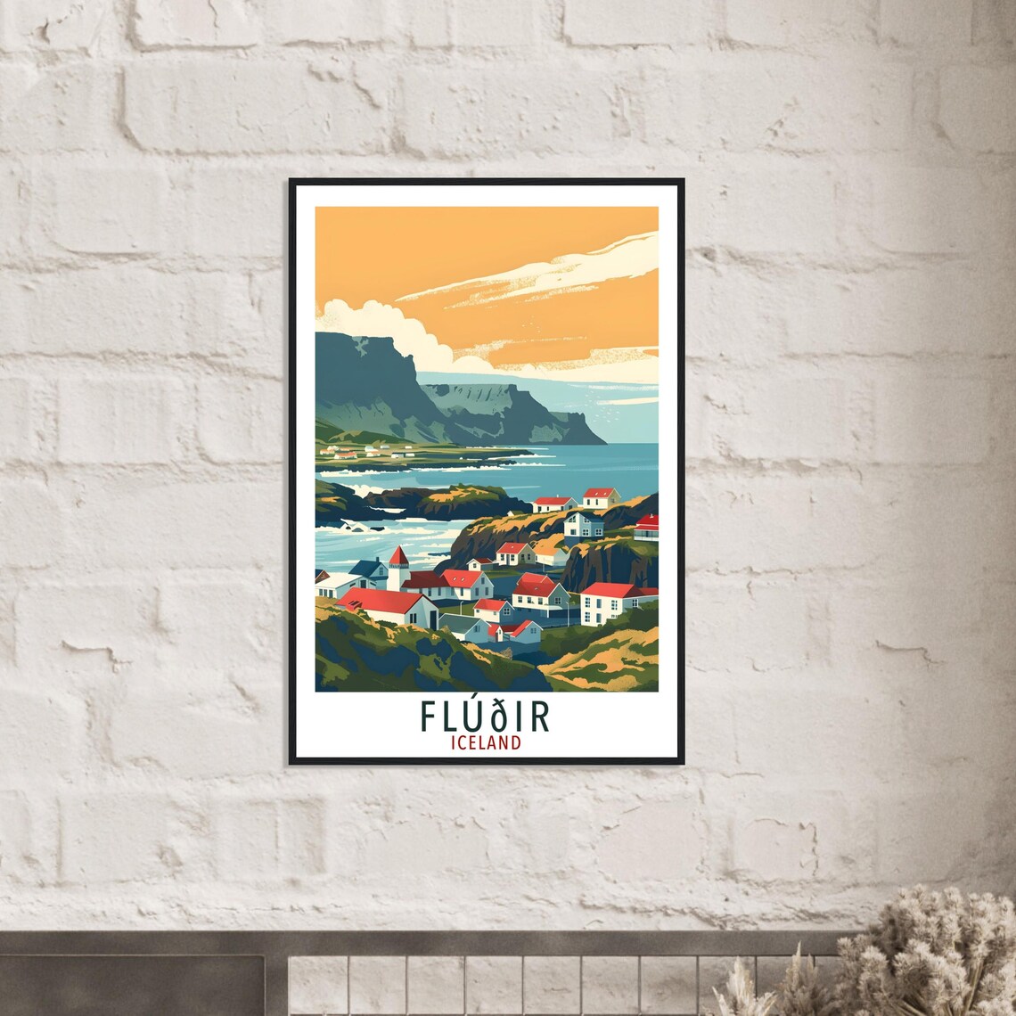 Fludir Iceland Travel Print Wall Art Wall Hanging Home Dcor Fludir Gift Travel Art Iceland Fludir Artwork City Landscape Travel Poster - Image 3