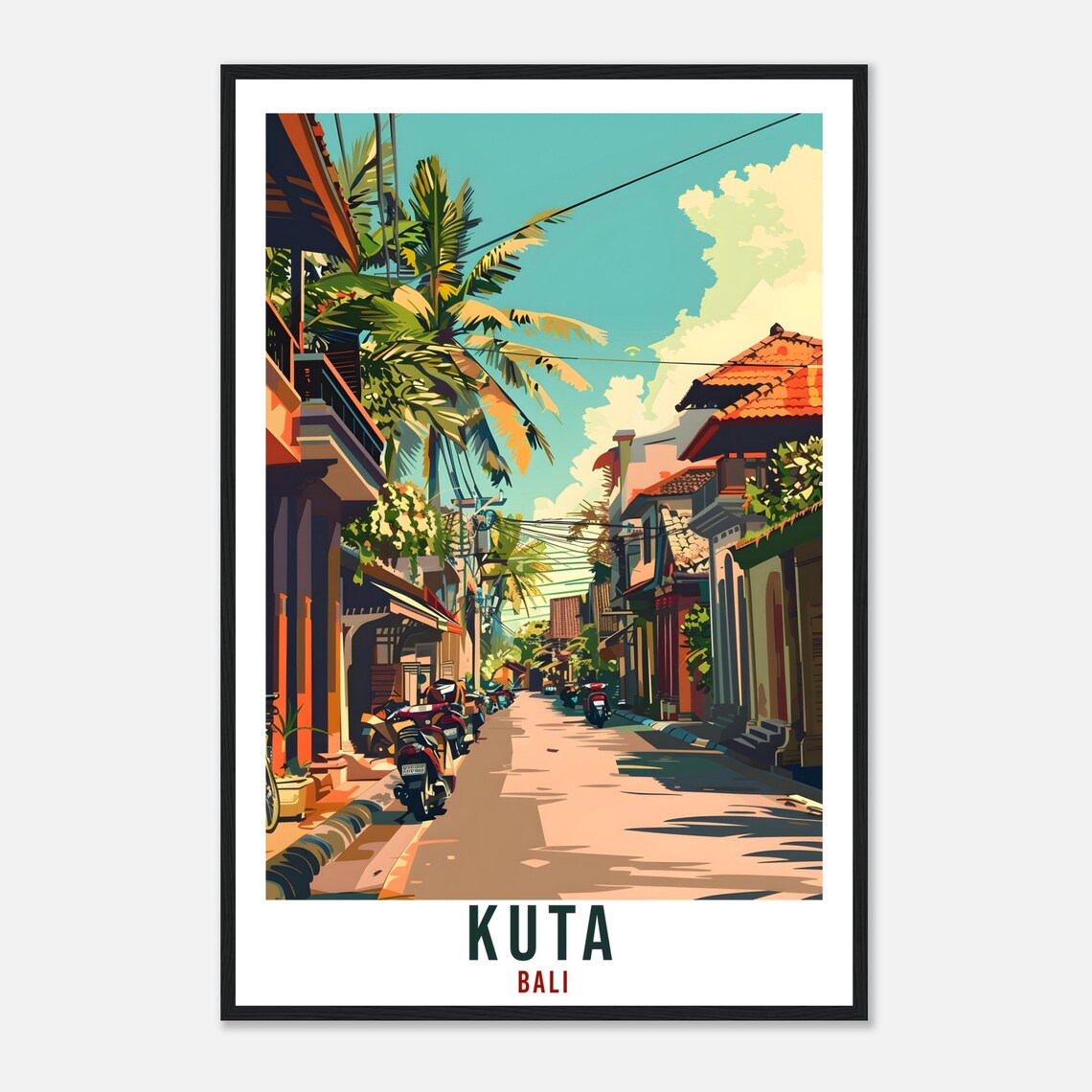 Kuta Bali Travel Print Bali Wall Art Wall Hanging Home Dcor Kuta Gift Landmark Artwork Travel Art Lovers Indonesia Kuta Travel Poster - Image 4