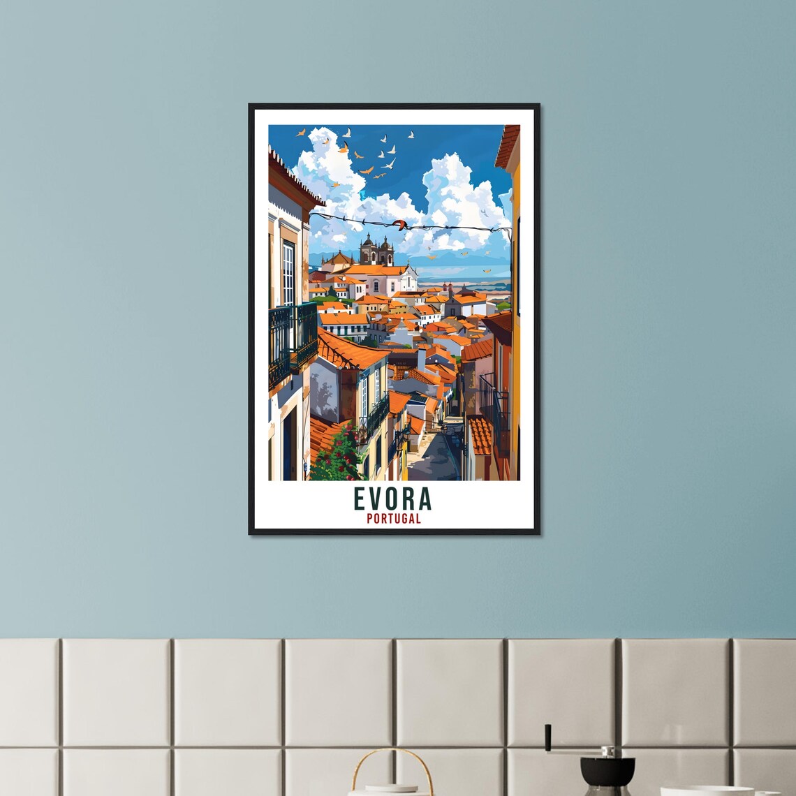 Evora Travel Print Portugal Wall Art Wall Hanging Home Dcor Evora Gift Portugal Landmark Artwork Gift Evora Portugal Holiday Travel Poster - Image 2