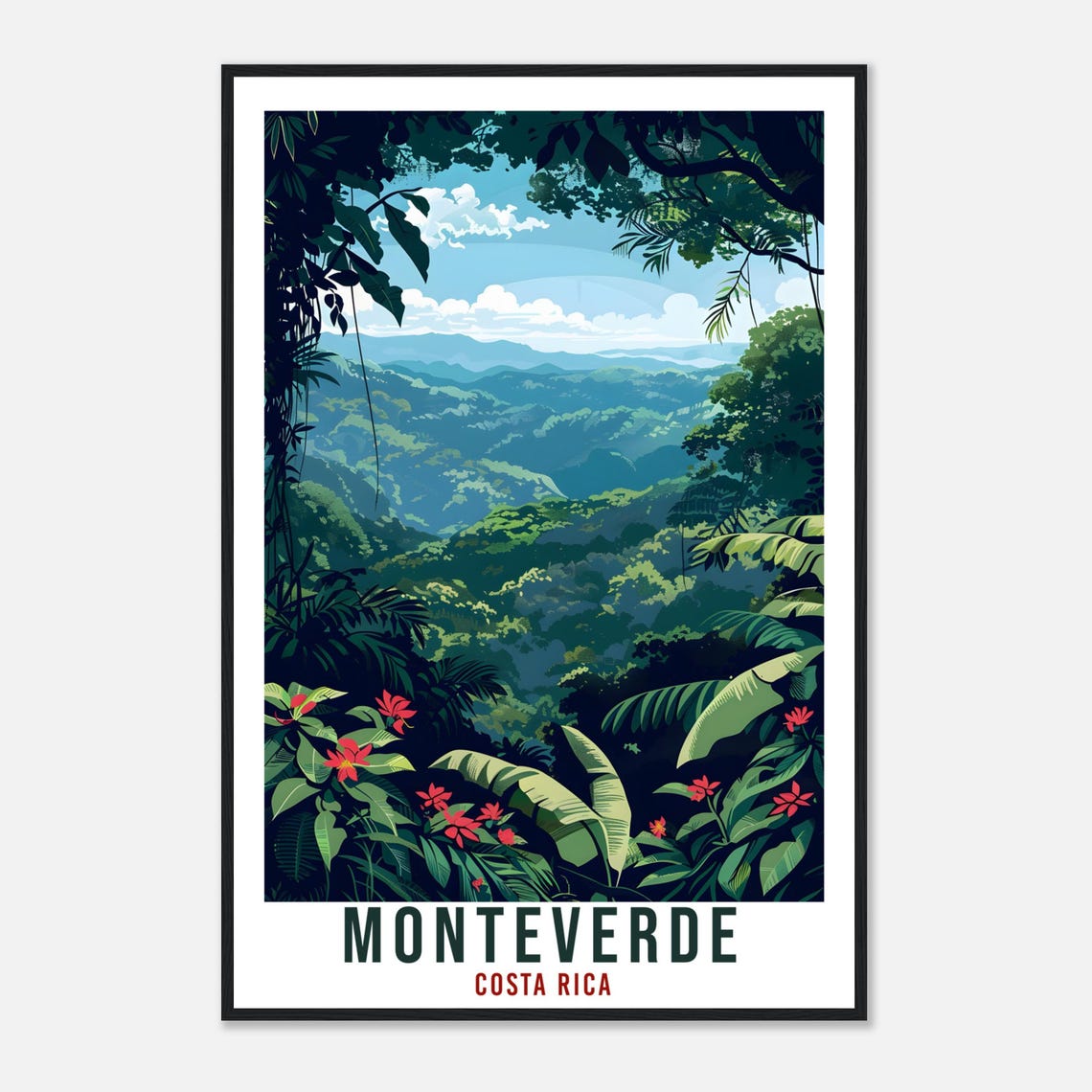Monteverde Costa Rica Cloud Forest Valley Vintage Travel Poster - Image 4