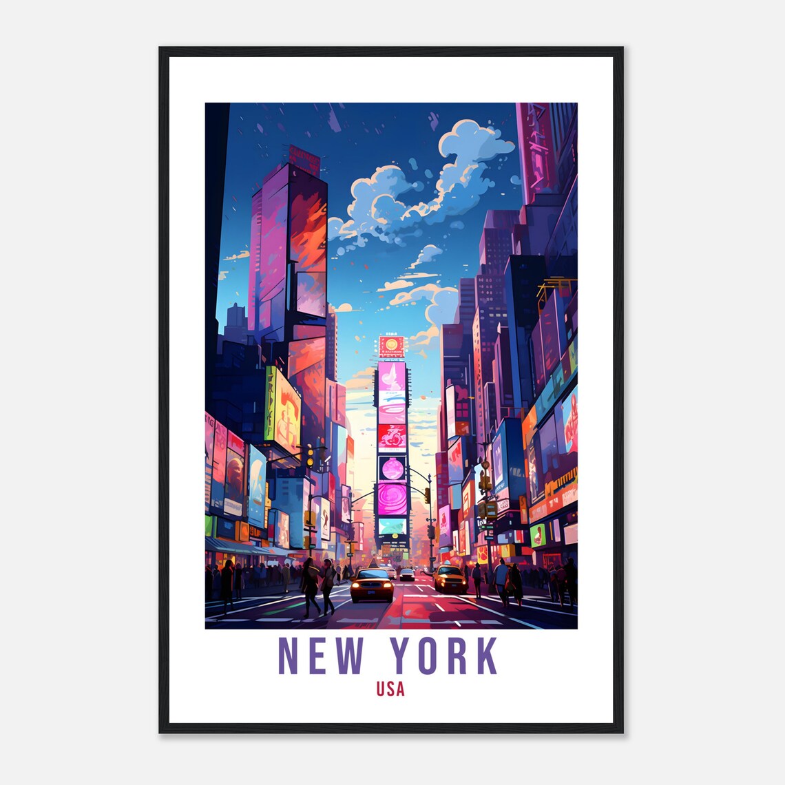 New York City Times Square Neon Night Lights USA Travel Poster - Image 4