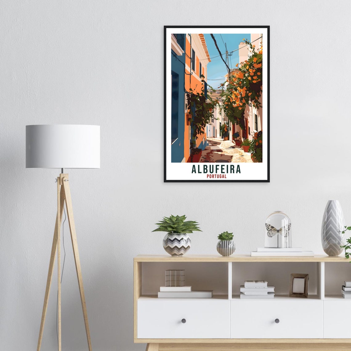 Albufeira Travel Print Portugal Wall Art Wall Hanging Home Dcor Albufeira Gift Portugal Landmark Artwork Gift Portugal Travel Poster Art - Image 2