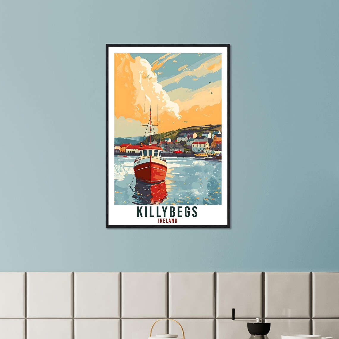 Killybegs Ireland Fishing Boat Harbor Sunset Vintage Travel Poster - Image 2