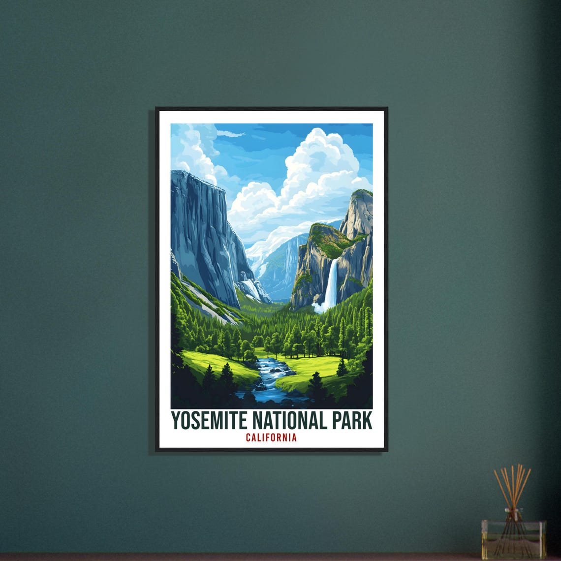 Yosemite National Park California Valley Illustrated Travel Poster - Image 3